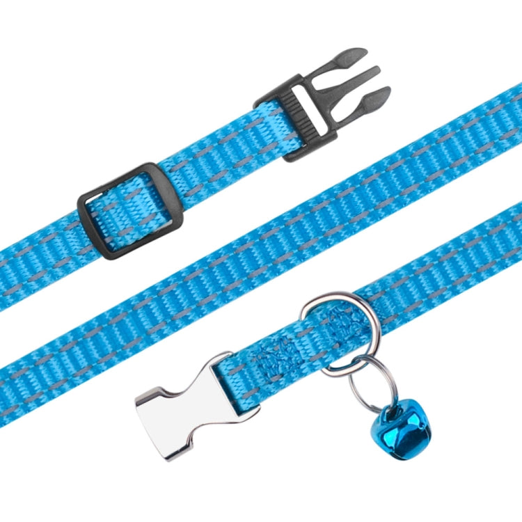 2 PCS Night Reflective Nylon Cat Collar With Bell, No Carving Black, No Carving Rose Red, No Carving Green, No Carving Sky Blue, No Carving Purple, No Carving Grass Green