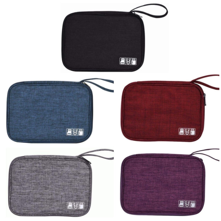 Travel Portable Strap Data Cable Storage Bag, Red, Purple, Grey, Navy Blue, Black