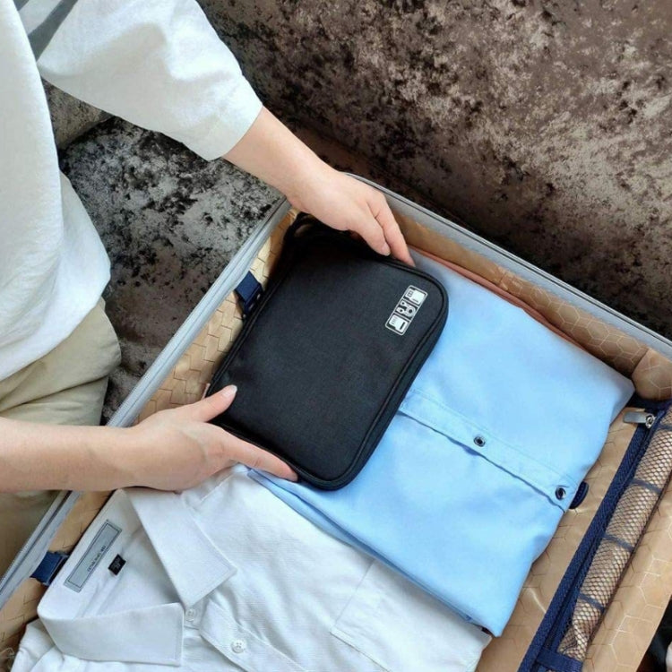 Travel Portable Strap Data Cable Storage Bag, Red, Purple, Grey, Navy Blue, Black