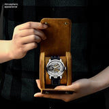 PU Leather Watch Protective Dustproof Display Box Portable Storage Box, Black, Brown