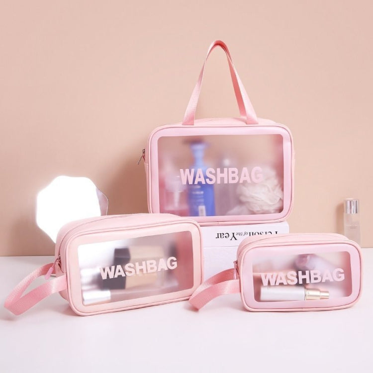 2 PCS Frosted Translucent Waterproof Storage Bag Cosmetic Bag Swimming Bag Wash Bag, Black M, Black M 2 Handles, Black L, Pink S, Pink M, Pink M 2 Handles, Pink L, White S, White M, White M 2 Handles, White L, Blue S, Blue M, Blue M 2 Handles, Blue L