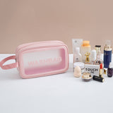 2 PCS Frosted Translucent Waterproof Storage Bag Cosmetic Bag Swimming Bag Wash Bag, Black M, Black M 2 Handles, Black L, Pink S, Pink M, Pink M 2 Handles, Pink L, White S, White M, White M 2 Handles, White L, Blue S, Blue M, Blue M 2 Handles, Blue L Pink M