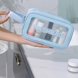 2 PCS Frosted Translucent Waterproof Storage Bag Cosmetic Bag Swimming Bag Wash Bag, Black M, Black M 2 Handles, Black L, Pink S, Pink M, Pink M 2 Handles, Pink L, White S, White M, White M 2 Handles, White L, Blue S, Blue M, Blue M 2 Handles, Blue L Blue M