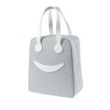 Smile Lunch Bag with Leather Handles, Size: S (Green), S (Green), S (Pink), S (Gray), S (Navy Blue), S (Yellow), L (Green), L (Pink), L (Gray), L (Navy Blue), L (Yellow)