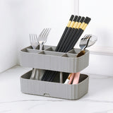 Kitchen Spoon Knife Rack Draining Chopsticks Cage Multifunctional Storage Box, 2 PCS Grey