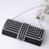 Ladies Evening Bag Shoulder Bag Hand Messenger Bag, Silver, Black