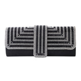 Ladies Evening Bag Shoulder Bag Hand Messenger Bag, Silver, Black