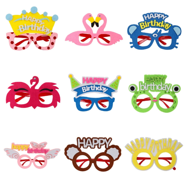 2 PCS Funny Glasses Birthday Party Cartoon Decoration Photo Props, Shape:, Happy Birthday Dot, Pink Firebird, Blue Bear, Rose Red Firebird, Blue Letters, Frog, Angel Wings, Yellow Letters, Pink Letters