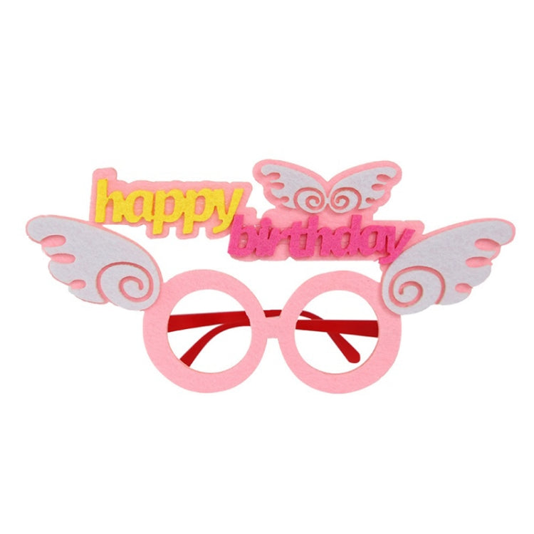 2 PCS Funny Glasses Birthday Party Cartoon Decoration Photo Props, Shape:, Happy Birthday Dot, Pink Firebird, Blue Bear, Rose Red Firebird, Blue Letters, Frog, Angel Wings, Yellow Letters, Pink Letters