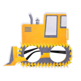 3 PCS Children Birthday Party Funny Glasses Photo Props, Logging Truck, Forklift, Tanker Truck, Small Crane, Bulldozer, Engineering Cap, Expel Soil Machine, Dump Truck, Excavator, Grinder, Screw Machine, Crane, Bus, Red Excavator, Orange Bulldozer     ...