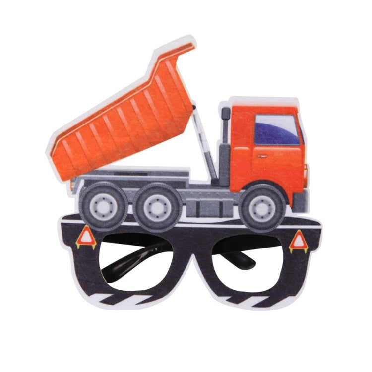 3 PCS Children Birthday Party Funny Glasses Photo Props, Logging Truck, Forklift, Tanker Truck, Small Crane, Bulldozer, Engineering Cap, Expel Soil Machine, Dump Truck, Excavator, Grinder, Screw Machine, Crane, Bus, Red Excavator, Orange Bulldozer     ...