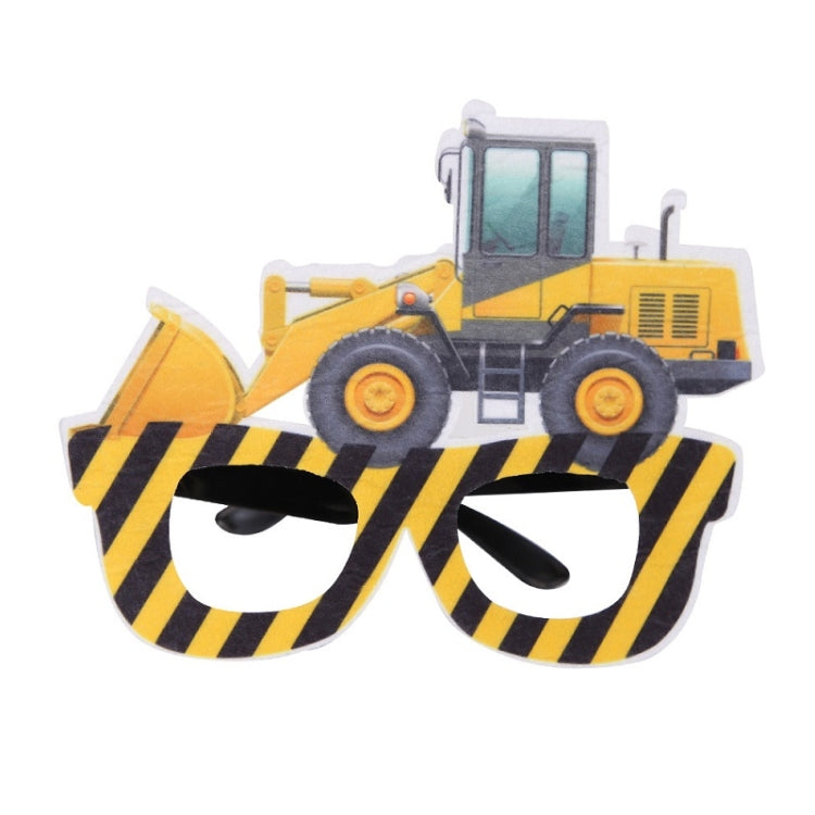 3 PCS Children Birthday Party Funny Glasses Photo Props, Logging Truck, Forklift, Tanker Truck, Small Crane, Bulldozer, Engineering Cap, Expel Soil Machine, Dump Truck, Excavator, Grinder, Screw Machine, Crane, Bus, Red Excavator, Orange Bulldozer     ...