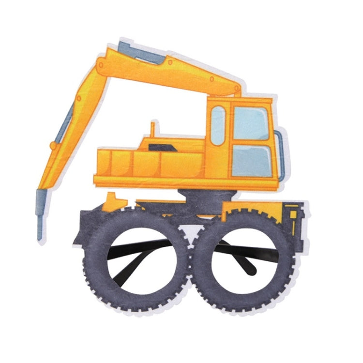 3 PCS Children Birthday Party Funny Glasses Photo Props, Logging Truck, Forklift, Tanker Truck, Small Crane, Bulldozer, Engineering Cap, Expel Soil Machine, Dump Truck, Excavator, Grinder, Screw Machine, Crane, Bus, Red Excavator, Orange Bulldozer     ...