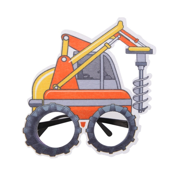 3 PCS Children Birthday Party Funny Glasses Photo Props, Logging Truck, Forklift, Tanker Truck, Small Crane, Bulldozer, Engineering Cap, Expel Soil Machine, Dump Truck, Excavator, Grinder, Screw Machine, Crane, Bus, Red Excavator, Orange Bulldozer     ...