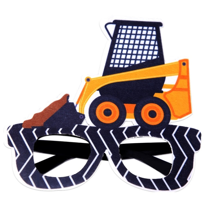 3 PCS Children Birthday Party Funny Glasses Photo Props, Logging Truck, Forklift, Tanker Truck, Small Crane, Bulldozer, Engineering Cap, Expel Soil Machine, Dump Truck, Excavator, Grinder, Screw Machine, Crane, Bus, Red Excavator, Orange Bulldozer     ...