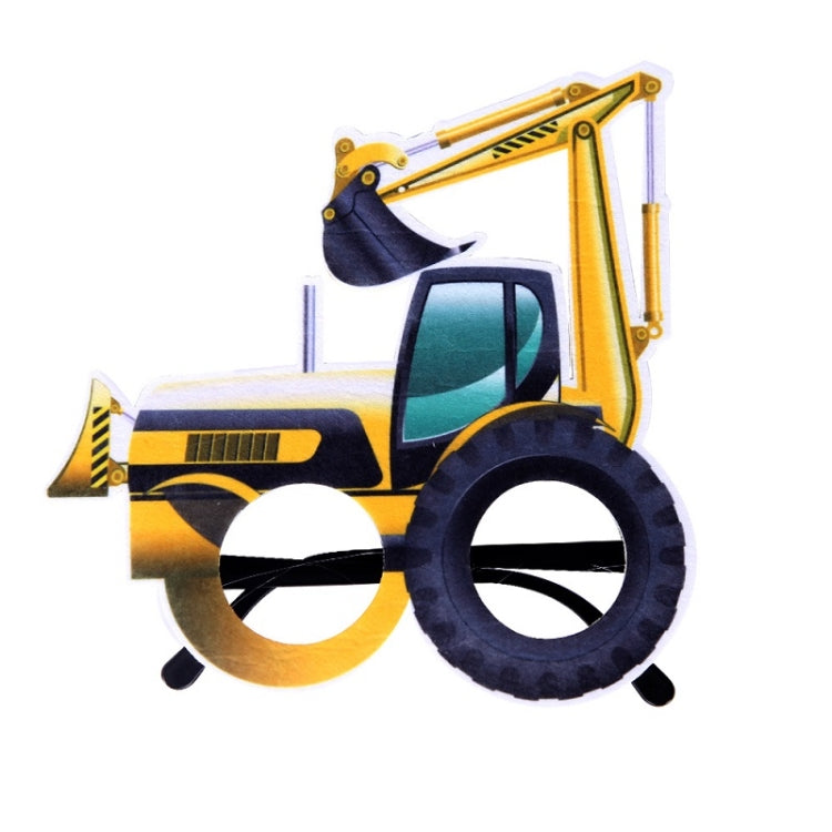 3 PCS Children Birthday Party Funny Glasses Photo Props, Logging Truck, Forklift, Tanker Truck, Small Crane, Bulldozer, Engineering Cap, Expel Soil Machine, Dump Truck, Excavator, Grinder, Screw Machine, Crane, Bus, Red Excavator, Orange Bulldozer     ...