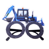 3 PCS Children Birthday Party Funny Glasses Photo Props, Logging Truck, Forklift, Tanker Truck, Small Crane, Bulldozer, Engineering Cap, Expel Soil Machine, Dump Truck, Excavator, Grinder, Screw Machine, Crane, Bus, Red Excavator, Orange Bulldozer     ...