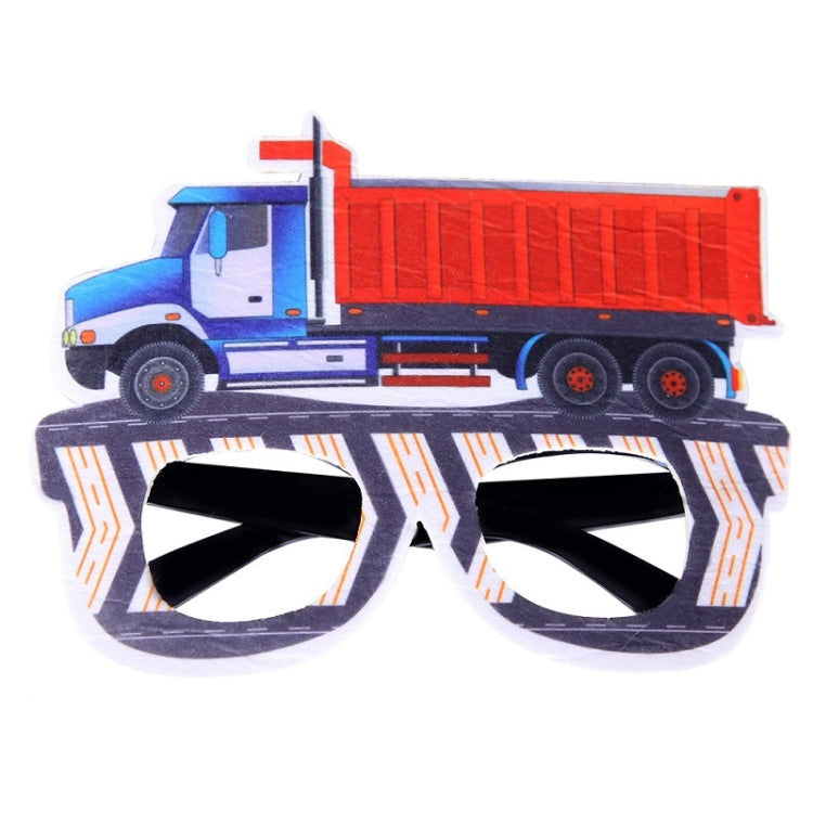 3 PCS Children Birthday Party Funny Glasses Photo Props, Logging Truck, Forklift, Tanker Truck, Small Crane, Bulldozer, Engineering Cap, Expel Soil Machine, Dump Truck, Excavator, Grinder, Screw Machine, Crane, Bus, Red Excavator, Orange Bulldozer     ...