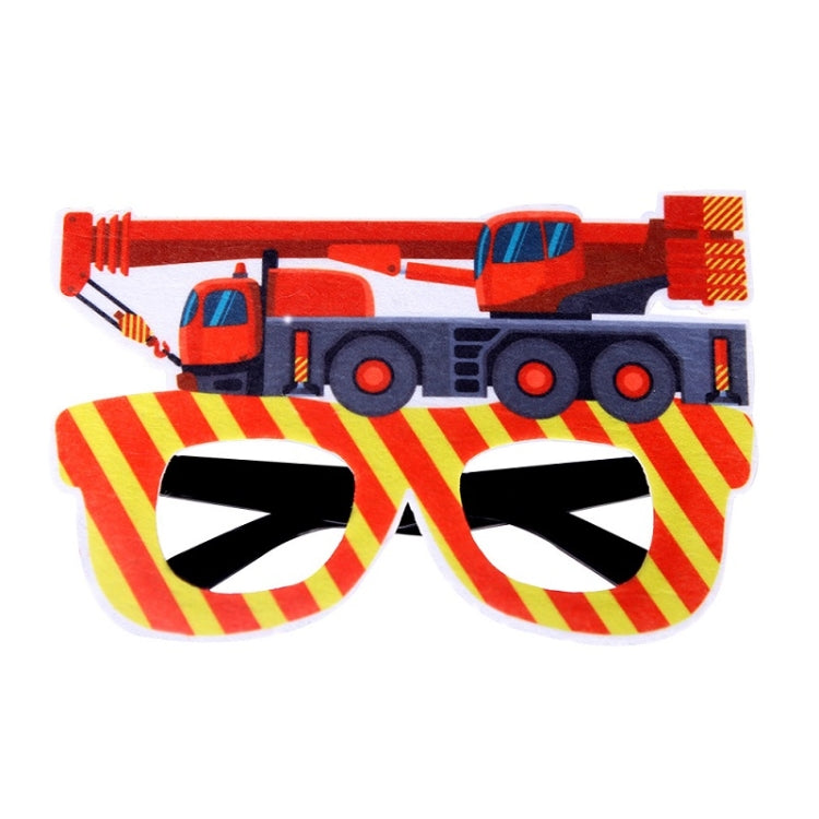 3 PCS Children Birthday Party Funny Glasses Photo Props, Logging Truck, Forklift, Tanker Truck, Small Crane, Bulldozer, Engineering Cap, Expel Soil Machine, Dump Truck, Excavator, Grinder, Screw Machine, Crane, Bus, Red Excavator, Orange Bulldozer     ...