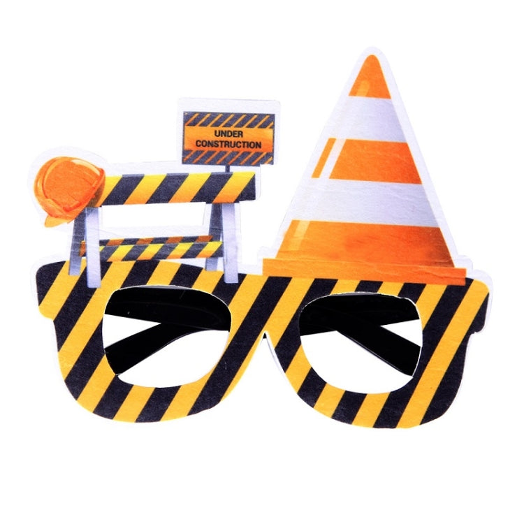 3 PCS Children Birthday Party Funny Glasses Photo Props, Logging Truck, Forklift, Tanker Truck, Small Crane, Bulldozer, Engineering Cap, Expel Soil Machine, Dump Truck, Excavator, Grinder, Screw Machine, Crane, Bus, Red Excavator, Orange Bulldozer     ...