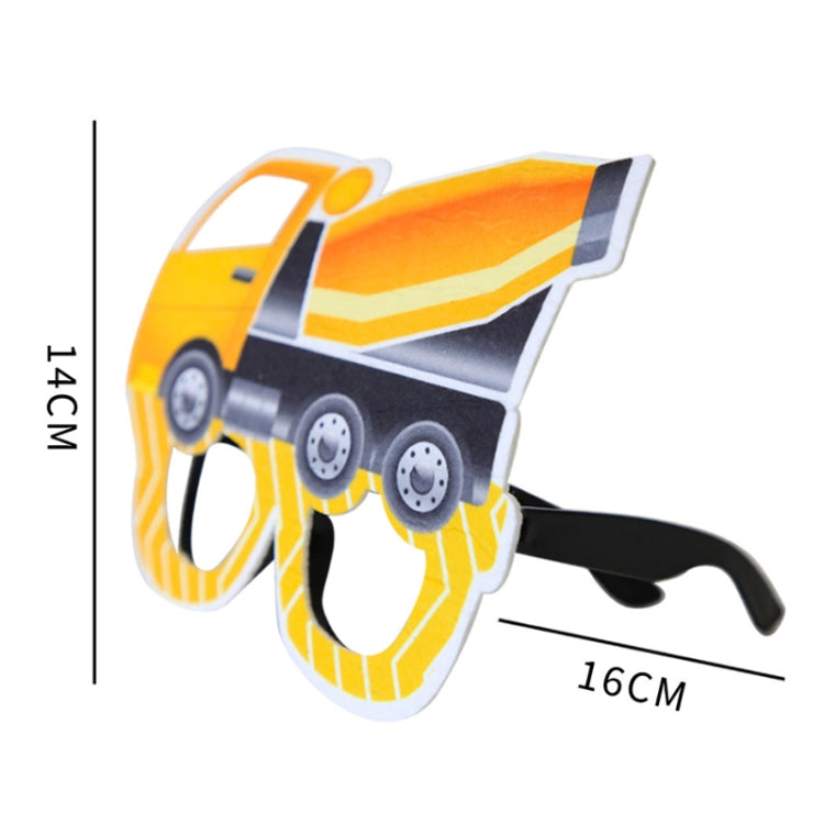 3 PCS Children Birthday Party Funny Glasses Photo Props, Logging Truck, Forklift, Tanker Truck, Small Crane, Bulldozer, Engineering Cap, Expel Soil Machine, Dump Truck, Excavator, Grinder, Screw Machine, Crane, Bus, Red Excavator, Orange Bulldozer     ...