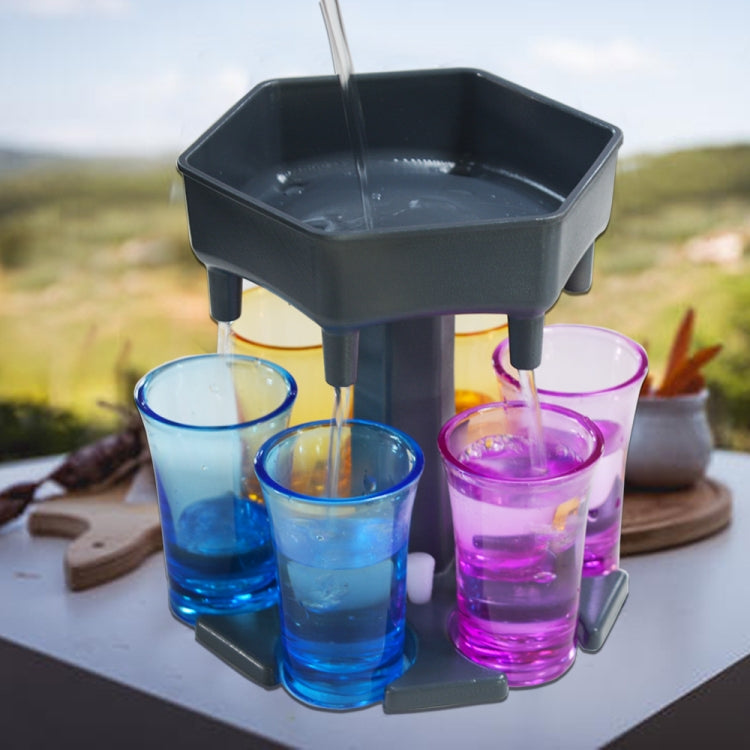 Bar Party 6 Cups Hexagon Wine Dispenser Wine Pourer, Gray+6 Transparent Cups, Blue+6 Transparent Cups, Gray+6 Colorful Cups, Blue+6 Colorful Cups