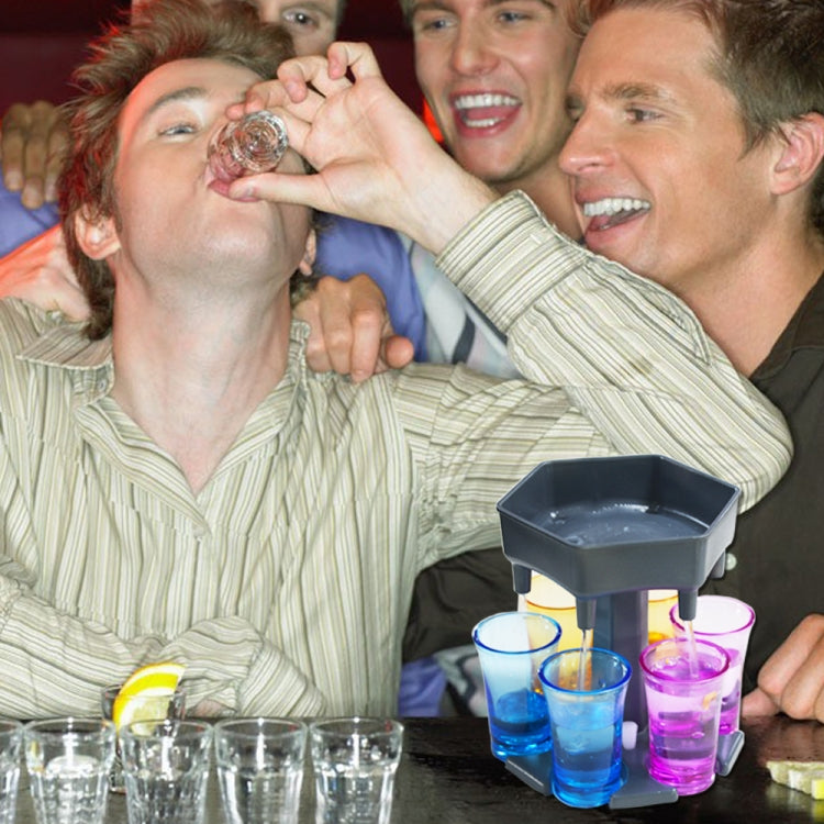 Bar Party 6 Cups Hexagon Wine Dispenser Wine Pourer, Gray+6 Transparent Cups, Blue+6 Transparent Cups, Gray+6 Colorful Cups, Blue+6 Colorful Cups