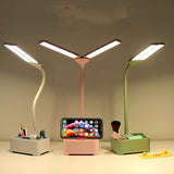 TD6 Student Mobile Phone Holder Pen Holder Eye Protection USB Desk Lamp, White, Pink, Green