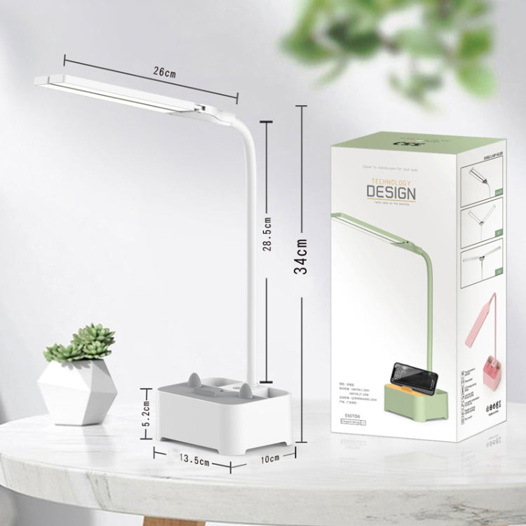 TD6 Student Mobile Phone Holder Pen Holder Eye Protection USB Desk Lamp, White, Pink, Green
