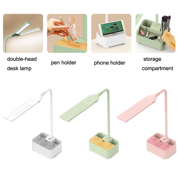 TD6 Student Mobile Phone Holder Pen Holder Eye Protection USB Desk Lamp, White, Pink, Green