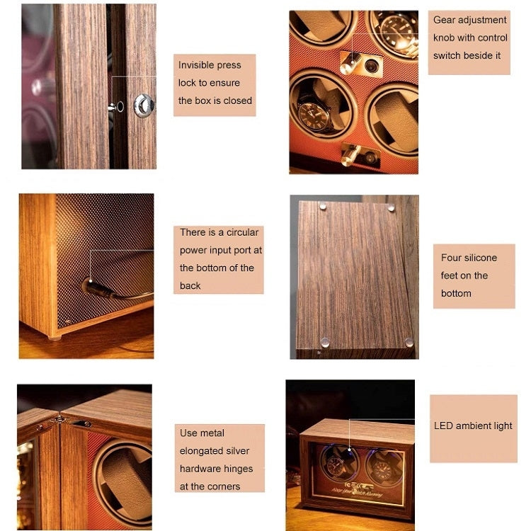 USB Automatic Mechanical Watch Shaker Watch Rotates Places Storage Box, 1 Watch Black, 1 Watch Red, 2 Watches Black, 2 Watches Red, 4 Watches Black, 4 Watches Red