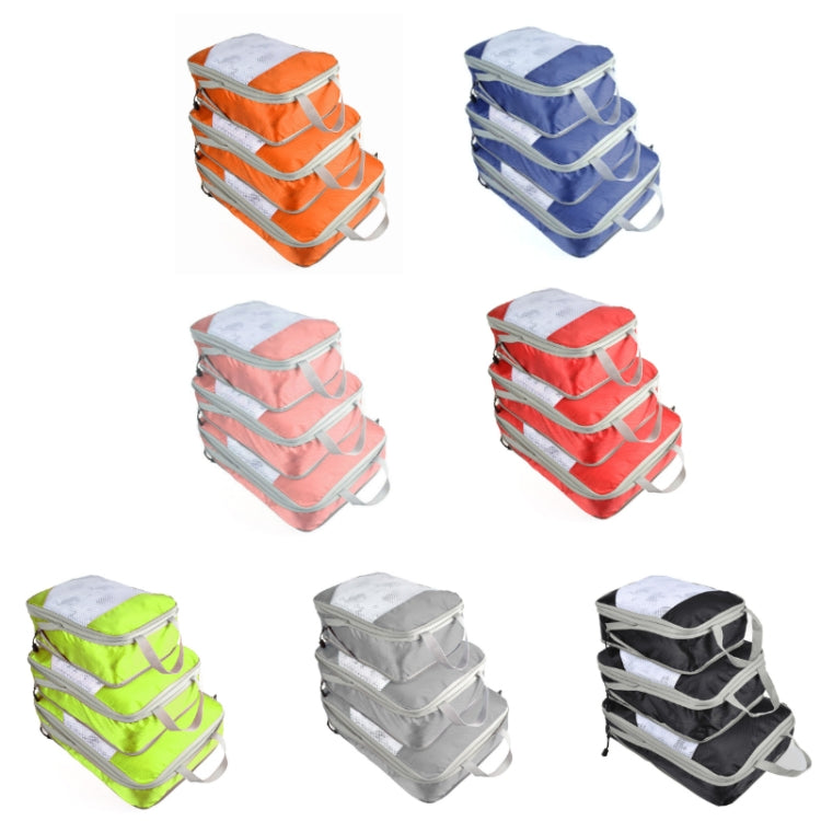 3 PCS/Set Travel Waterproof Compression Clothes Storage Bag, Orange With Net, Nevy With Net, Pink With Net, Red With Net, Green With Net, Gray With Net, Black With Net, Gray Without Net, Black Without Net, Red Without Net, Blue Without Net             ...