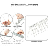 Stainless Steel Bird Repellent Thorn Anti-cat Thorn Bird Device, 10 Sets 25cm Long