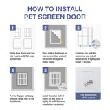 Pet Plaid Door For Screen Window Door Hole With Automatic Closure Lockable, 34cmx 44cm White