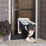Pet Plaid Door For Screen Window Door Hole With Automatic Closure Lockable, 34cmx 44cm White