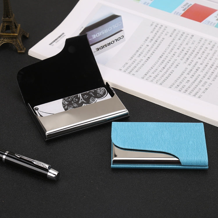 333 Stainless Steel Large Capacity Business Card Storage Box, Red, Blue, Purple, Black, Grey, Apricot, Brown