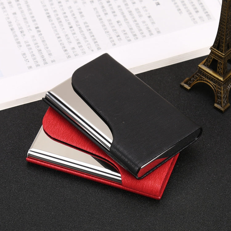 333 Stainless Steel Large Capacity Business Card Storage Box, Red, Blue, Purple, Black, Grey, Apricot, Brown