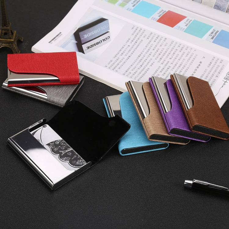 333 Stainless Steel Large Capacity Business Card Storage Box, Red, Blue, Purple, Black, Grey, Apricot, Brown