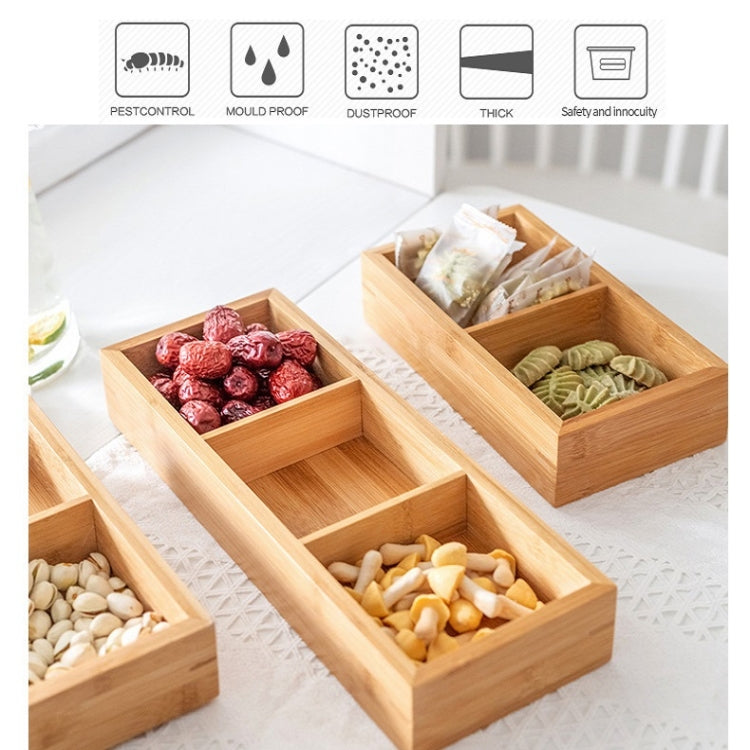 Bamboo Dried Food Box Compartment Candy Box Snack Storage Box, 2 Grids, 3 Grids, 4 Grids, 6 Grids, 9 Grids