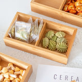 Bamboo Dried Food Box Compartment Candy Box Snack Storage Box, 2 Grids, 3 Grids, 4 Grids, 6 Grids, 9 Grids