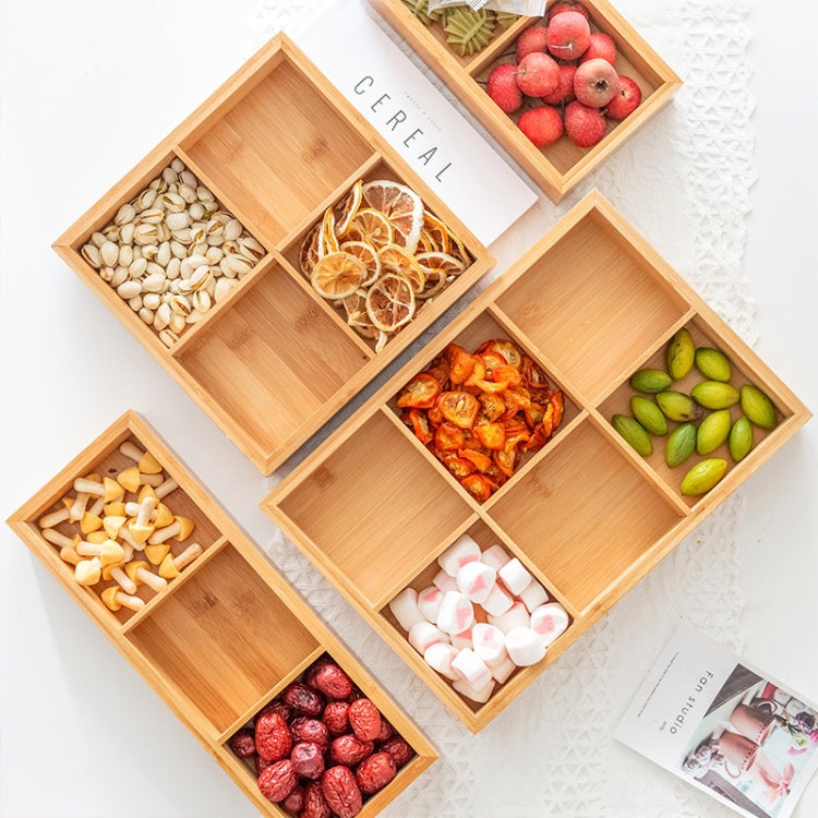Bamboo Dried Food Box Compartment Candy Box Snack Storage Box, 2 Grids, 3 Grids, 4 Grids, 6 Grids, 9 Grids