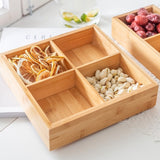 Bamboo Dried Food Box Compartment Candy Box Snack Storage Box, 2 Grids, 3 Grids, 4 Grids, 6 Grids, 9 Grids