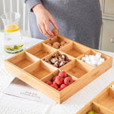 Bamboo Dried Food Box Compartment Candy Box Snack Storage Box, 2 Grids, 3 Grids, 4 Grids, 6 Grids, 9 Grids