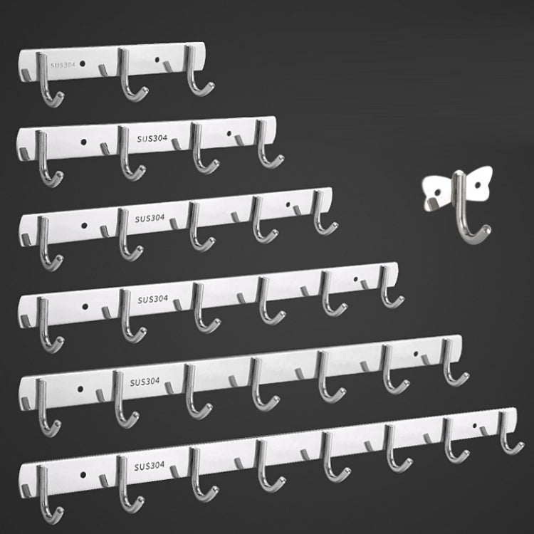 304 Stainless Steel No Punching Door Rear Coat Hook, 3 Hooks, 4 Hooks, 5 Hooks, 6 Hooks, 7 Hooks, 8 Hooks, 201 Butterfly Hook