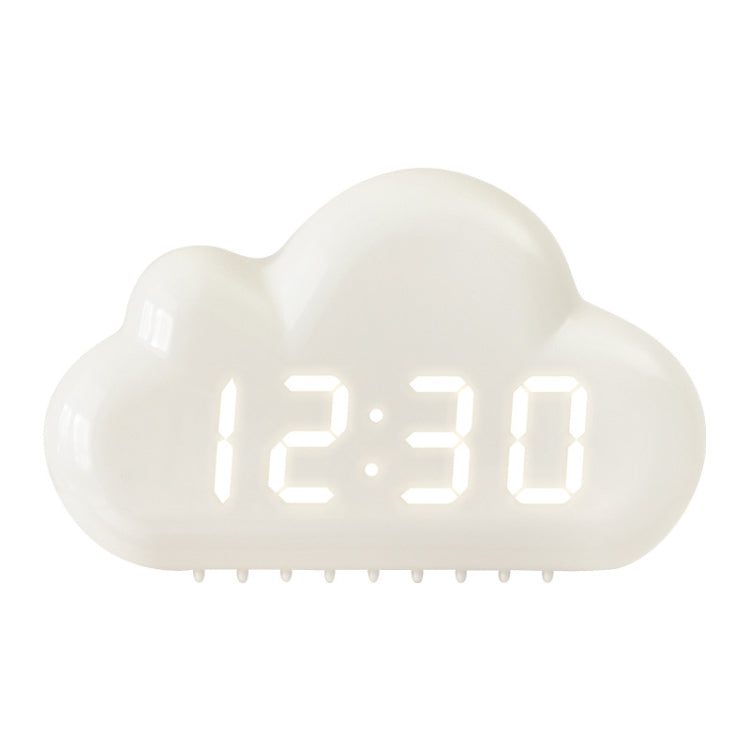 1966 Cute Cloud Shape Voice-activated LED Bedside Alarm Clock, White, Blue White
