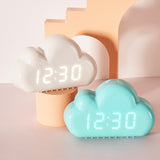 1966 Cute Cloud Shape Voice-activated LED Bedside Alarm Clock, White, Blue