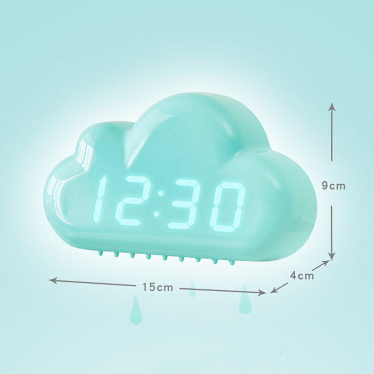 1966 Cute Cloud Shape Voice-activated LED Bedside Alarm Clock, White, Blue