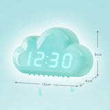 1966 Cute Cloud Shape Voice-activated LED Bedside Alarm Clock, White, Blue