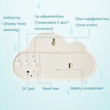 1966 Cute Cloud Shape Voice-activated LED Bedside Alarm Clock, White, Blue