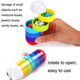 Portable Cylindrical Rotary 7 Compartments Independent Plastic Travel Pill Box, Cylindrical Pill Box